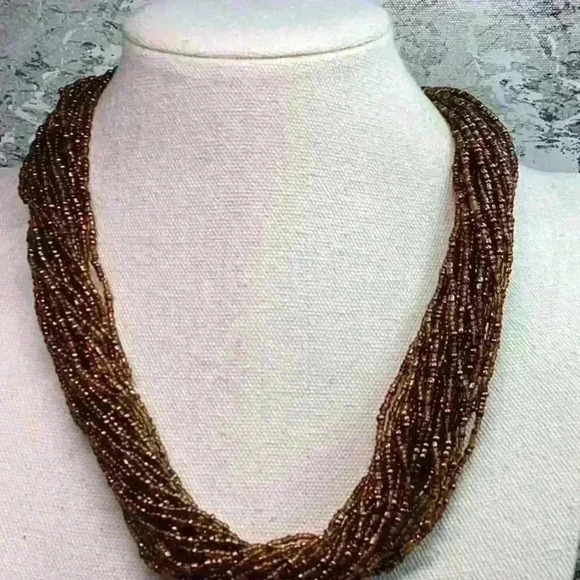 Vintage Brown Glass Seed Bead Necklace - Picture 4 of 4
